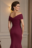 Burgundy Mermaid Off The Shoulder Mother of the Bride Dress