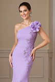 Mermaid Lilac One Shoulder Appliqued Formal Dress