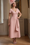 Dusty Rose A Line Midi Mother Of The Bride Dress