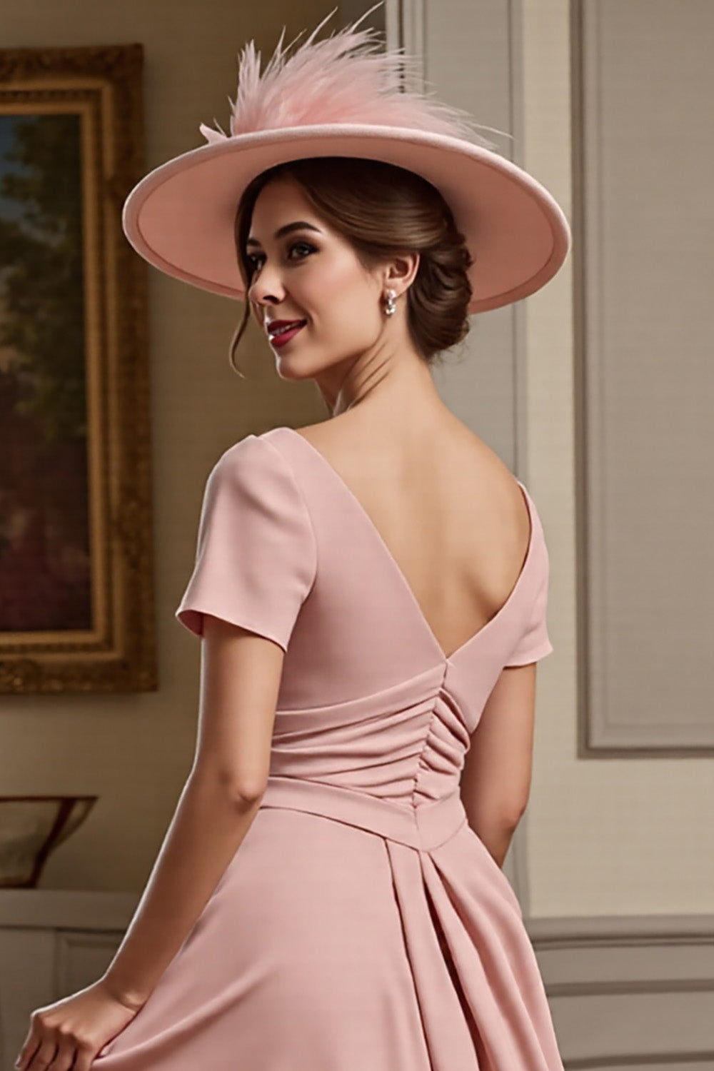 Dusty Rose A Line Midi Mother Of The Bride Dress