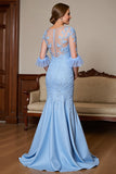 Mermaid Appliqued Sky Blue Mother Of The Bride Dress