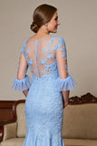 Mermaid Appliqued Sky Blue Mother Of The Bride Dress