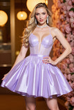 Corset Lilac Halter Beaded Homecoming Dress