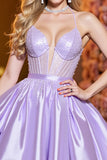 Corset Lilac Halter Beaded Homecoming Dress