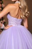 Halter A Line Lilac Appliqued Homecoming Dress