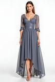 Chiffon A Line Grey Mother of the Bride Dress with Appliques