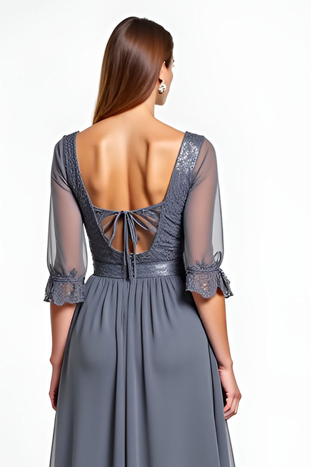 Chiffon A Line Grey Mother of the Bride Dress with Appliques