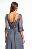 Chiffon A Line Grey Mother of the Bride Dress with Appliques