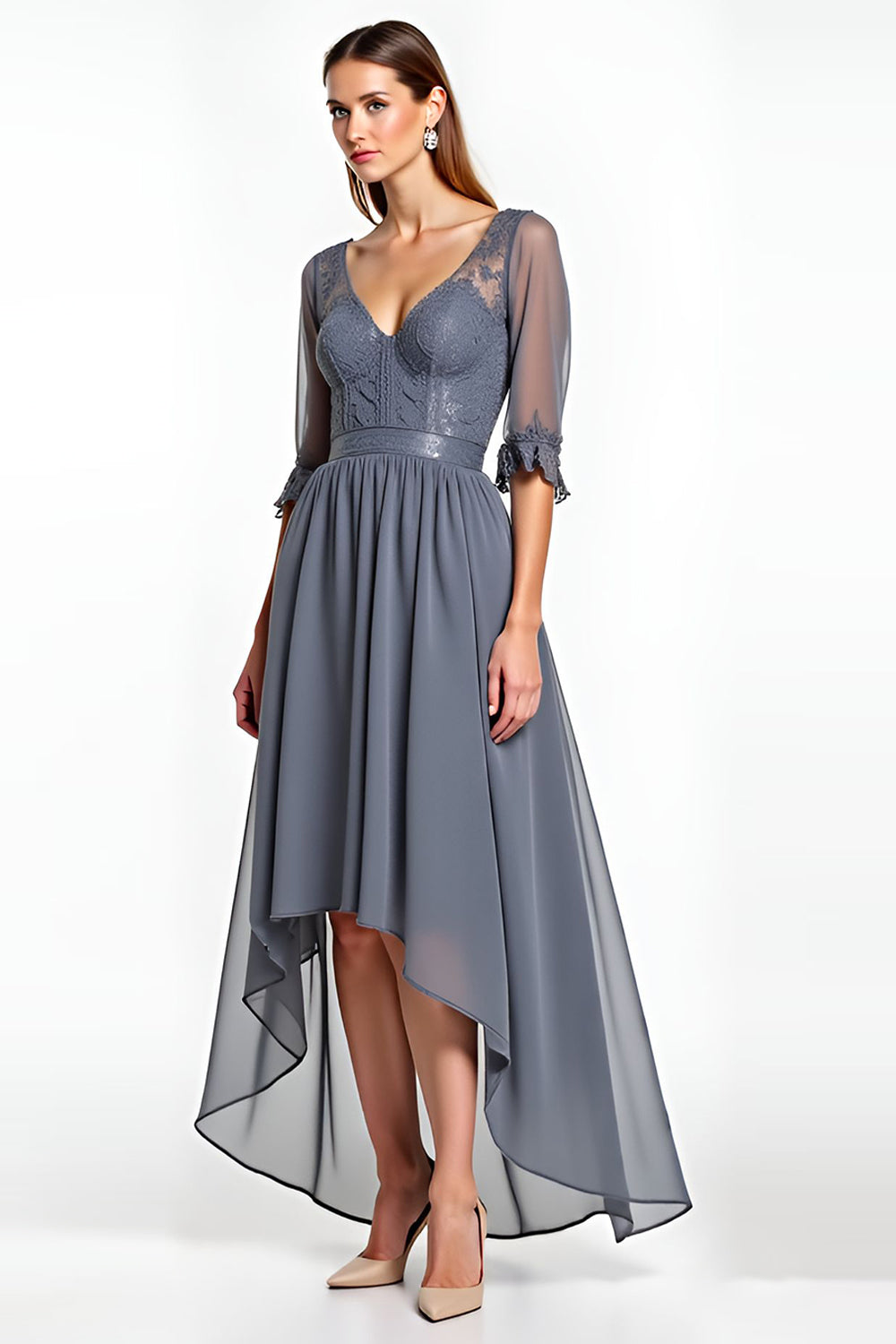 Chiffon A Line Grey Mother of the Bride Dress with Appliques