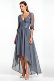 Chiffon A Line Grey Mother of the Bride Dress with Appliques