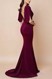 Mermaid Chiffon Red Mother of the Bride Dress with Half Sleeves