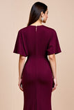 Mermaid Burgundy Flutter Sleeves Mother of the Bride Dress