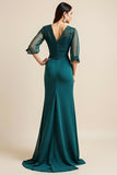 A Line Blue Mother of the Bride Dress with Appliques