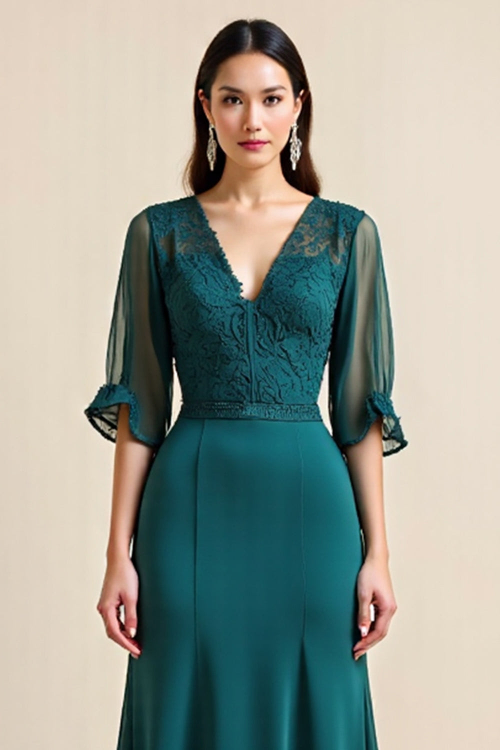 A Line Blue Mother of the Bride Dress with Appliques