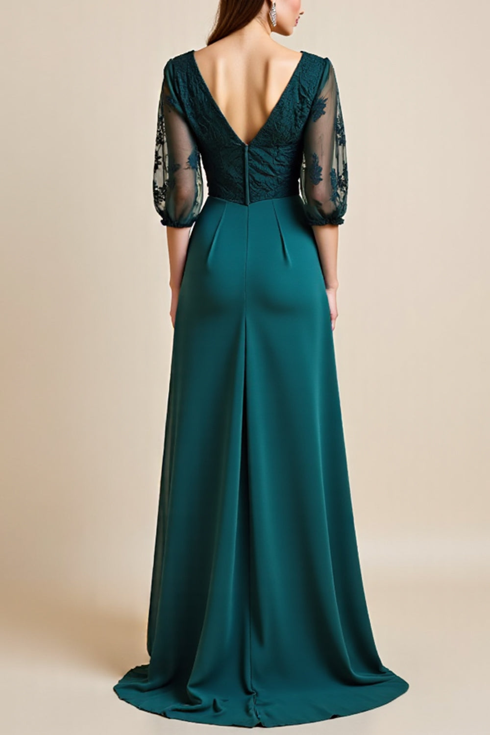 A Line Blue Long Mother of the Bride Dress with Appliques