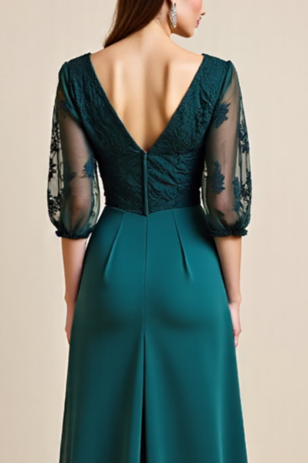 A Line Blue Long Mother of the Bride Dress with Appliques