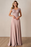 Pink A Line Mother of the Bride Dress with Appliques