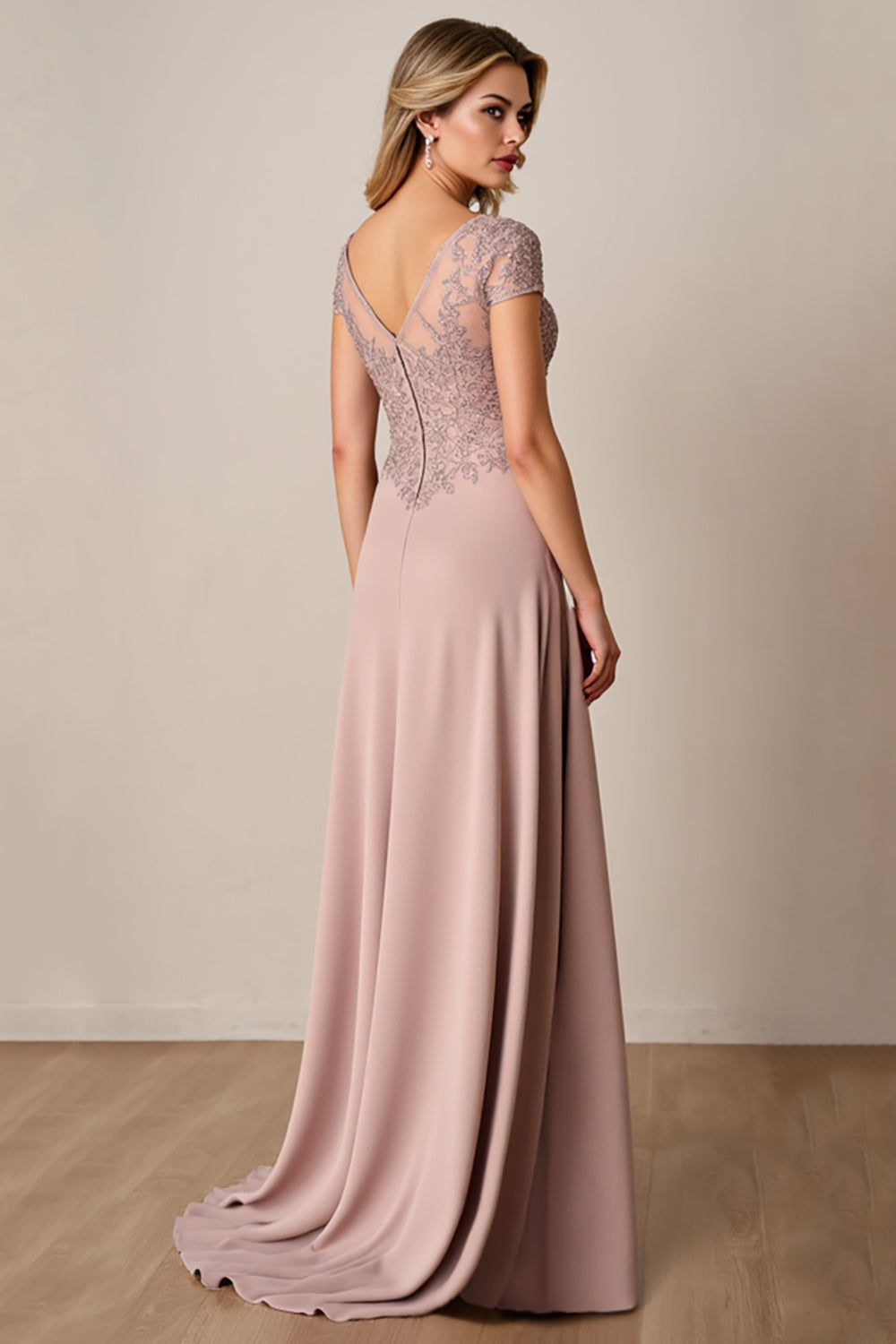 Pink A Line Mother of the Bride Dress with Appliques