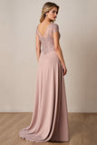 Pink A Line Mother of the Bride Dress with Appliques
