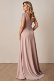 Pink A Line Mother of the Bride Dress with Appliques
