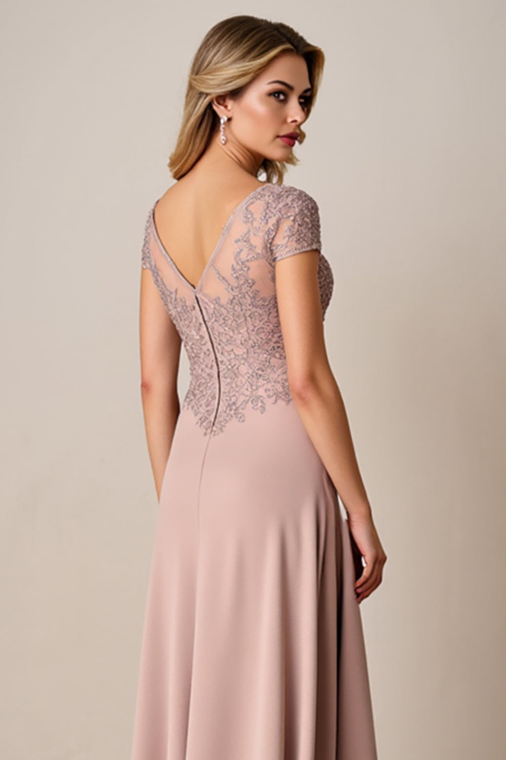 Pink A Line Mother of the Bride Dress with Appliques