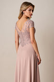 Pink A Line Mother of the Bride Dress with Appliques
