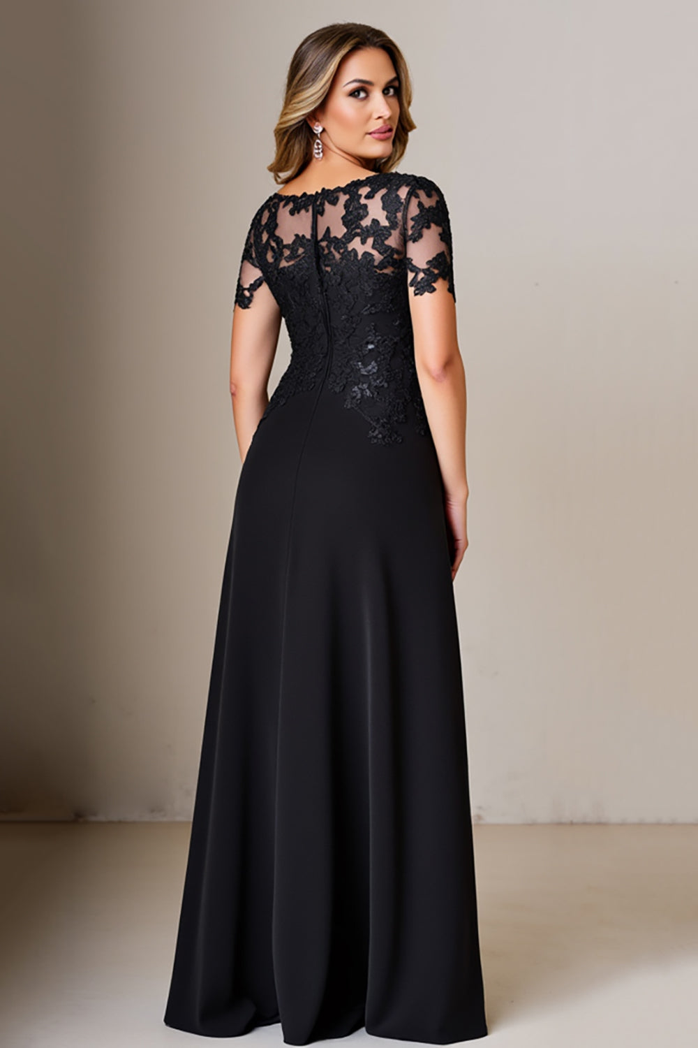 Black A Line Mother of the Bride Dress with Appliques