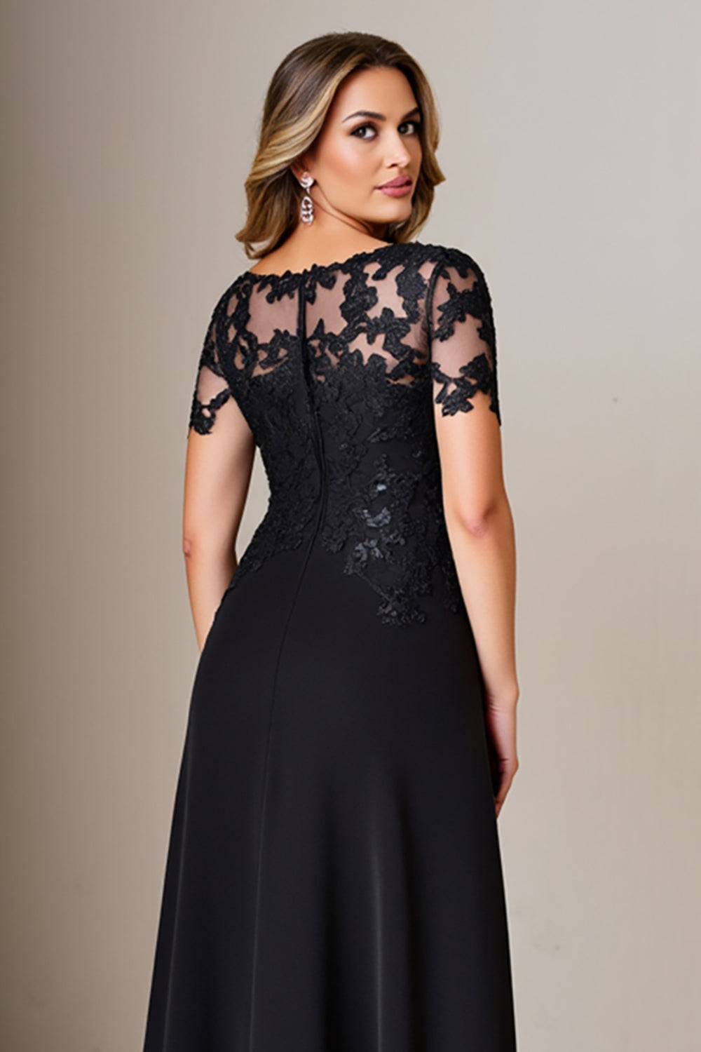 Black A Line Mother of the Bride Dress with Appliques