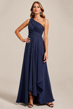 One Shoulder Navy A Line Mother of the Bride Dress