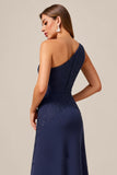 One Shoulder Navy A Line Mother of the Bride Dress