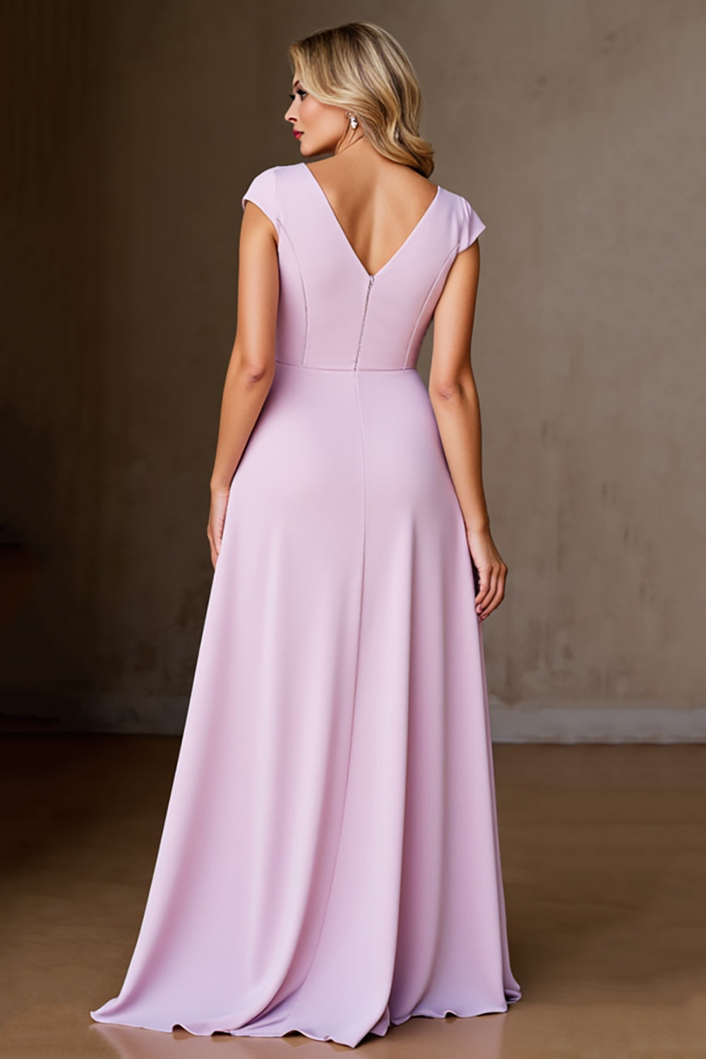 Chiffon Pink Ruffled A Line Wedding Guest Dress with Slit