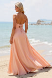 Chiffon A Line Sunset Bridesmaid Dress with Slit