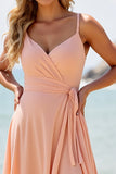 Chiffon A Line Sunset Bridesmaid Dress with Slit