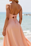 Chiffon A Line Sunset Bridesmaid Dress with Slit