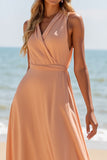 Sunset A Line V-Neck Long Bridesmaid Dress