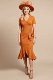 Mermaid Orange Ruffled Mother of the Bride Dress
