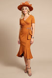 Mermaid Orange Ruffled Mother of the Bride Dress