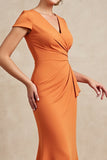 Mermaid Orange Midi Mother of the Bride Dress