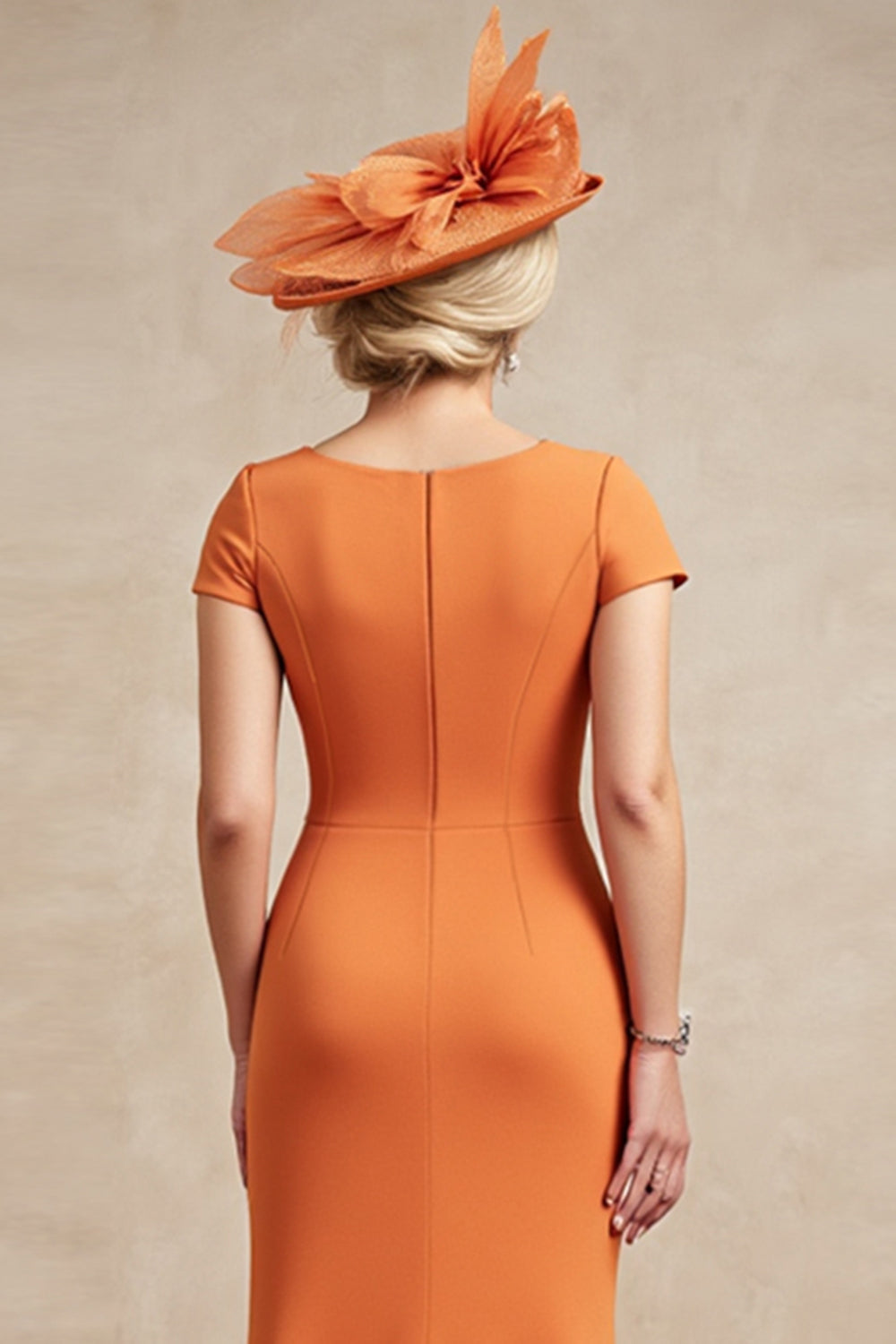 Mermaid Orange Midi Mother of the Bride Dress