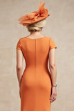 Mermaid Orange Midi Mother of the Bride Dress