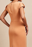 Orange Ruffled Mother of the Bride Dress with Short Sleeves