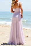A Line Spaghetti Straps Lilac Bridesmaid Dress