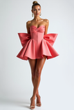 Strapless Pink A Line Homecoming Dress with Bow