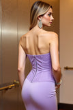 Strapless Corset Lilac Satin Homecoming Dress