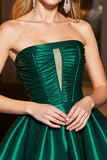 Green Strapless Satin Ruched Homecoming Dress