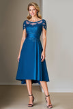 Blue A Line Mother of the Bride Dress with Appliques