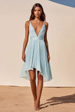 Blue A Line Midi Graduation Dress