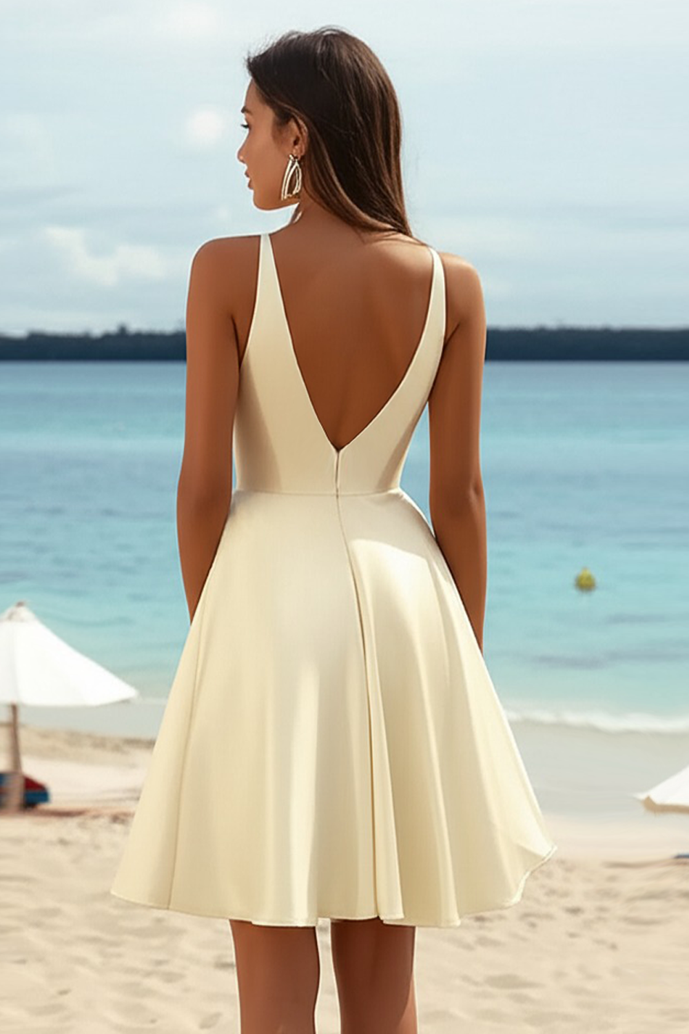 A Line Satin Yellow Graduation Dress