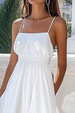 White Chiffon A Line Long Holiday Party Dress