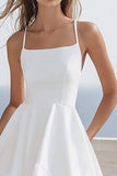 Ruffled High Low A Line White Graduation Dress